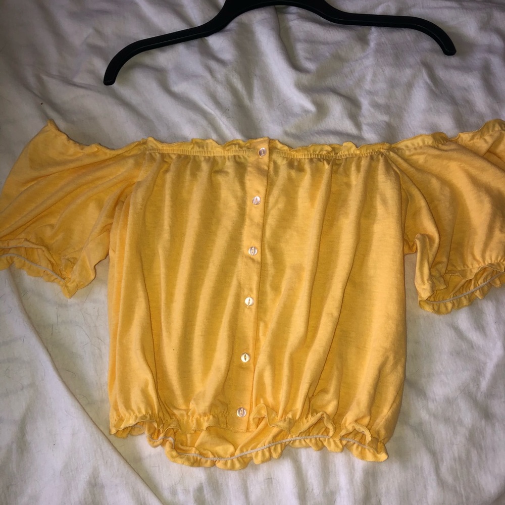 yellow off the shoulder top